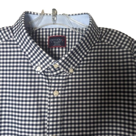 Theory Mens Shirt Blue/White Gingham Plaid Short Sleeve Button Cotton Sz. L/G - Picture 3 of 9